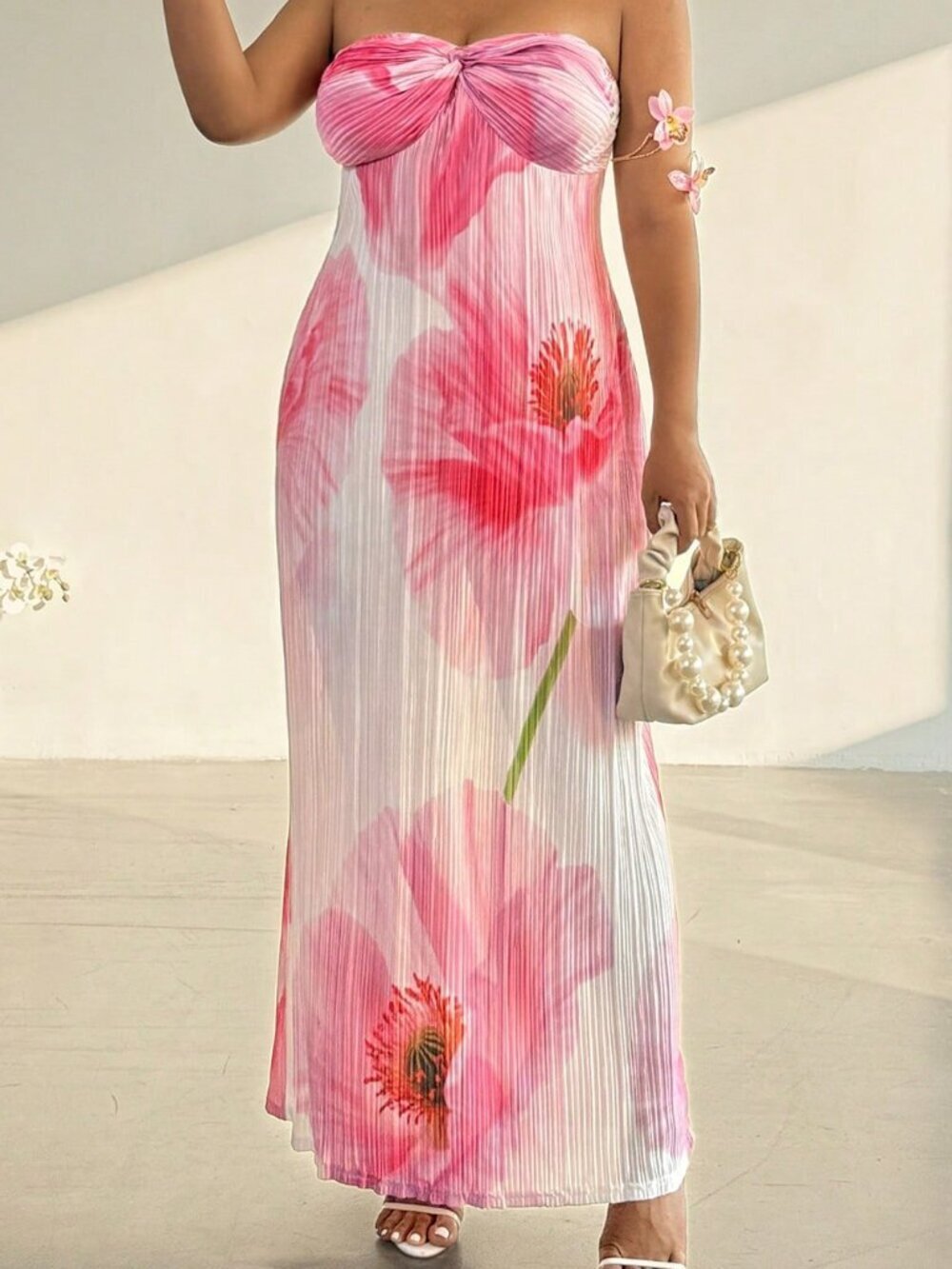 Multicolor Boho Women's Plus Size Elegant Vacation Tie Dye Maxi Dress - Picture 5 of 8